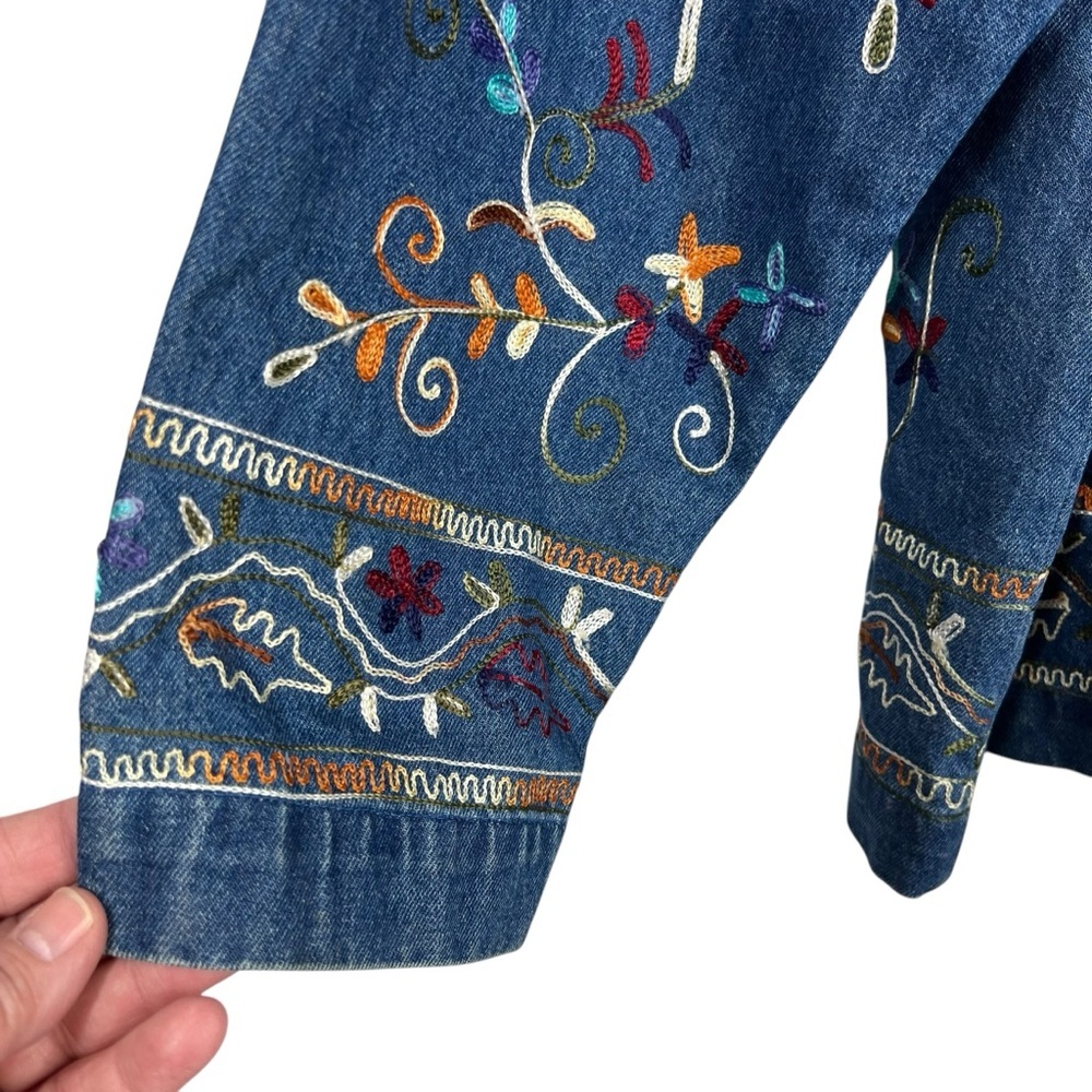 VINTAGE UNITS Blue Denim Embroidered Jacket Size XL - Picture 3 of 11